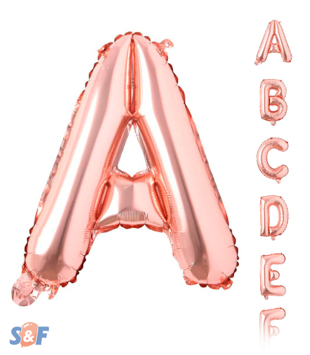 Globos de Letras Dorado Rosa Metalizados, Microfoil 16” o 32 cm