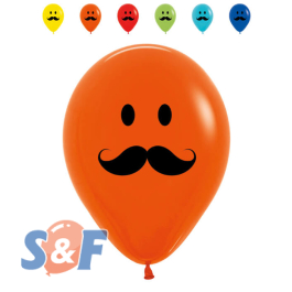 Globo Impreso con Carita Feliz y Bigote Tonos Fashion R 12